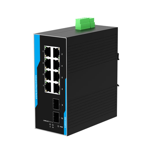IDS1008F2 8FE+2SFP Din-rail Unmanaged Industrial Ethernet Switch