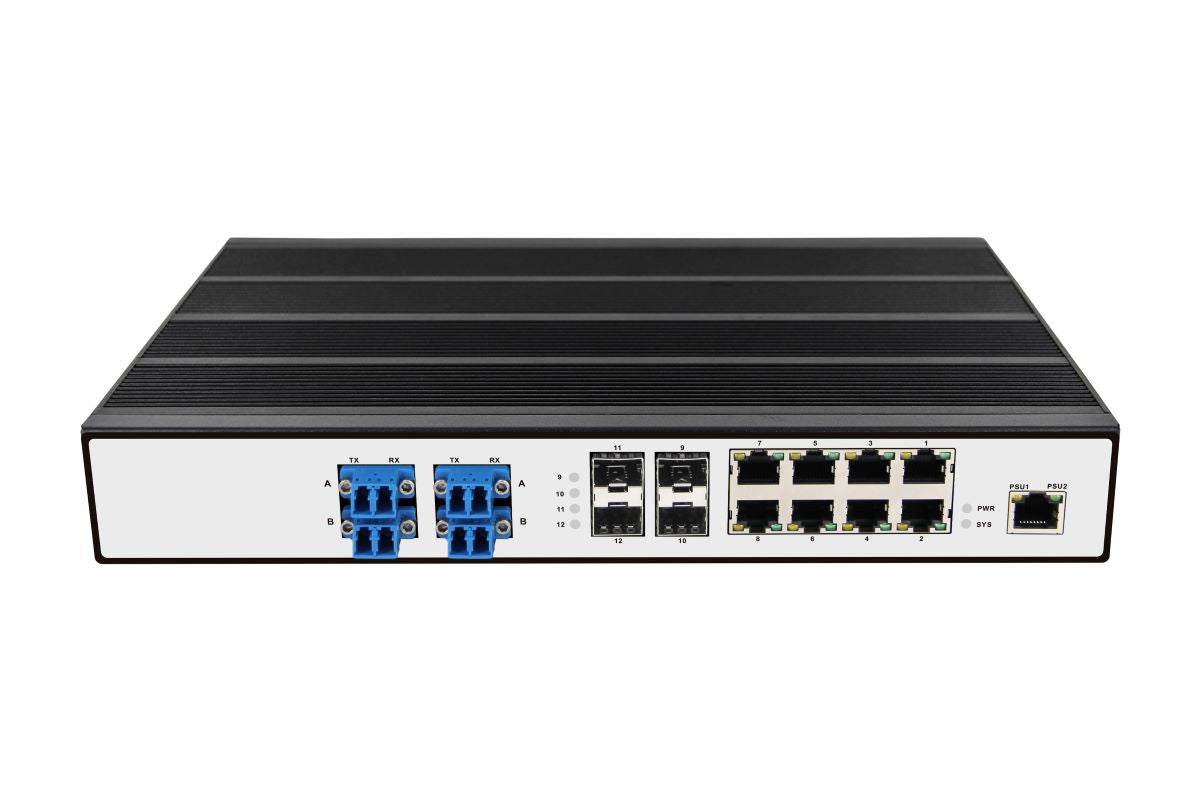 Irs Rack IRS3008F4-BP-2AC 8GE+2SFP+4xOptical Bypass Rack-mount Industrial L3 Ma ...